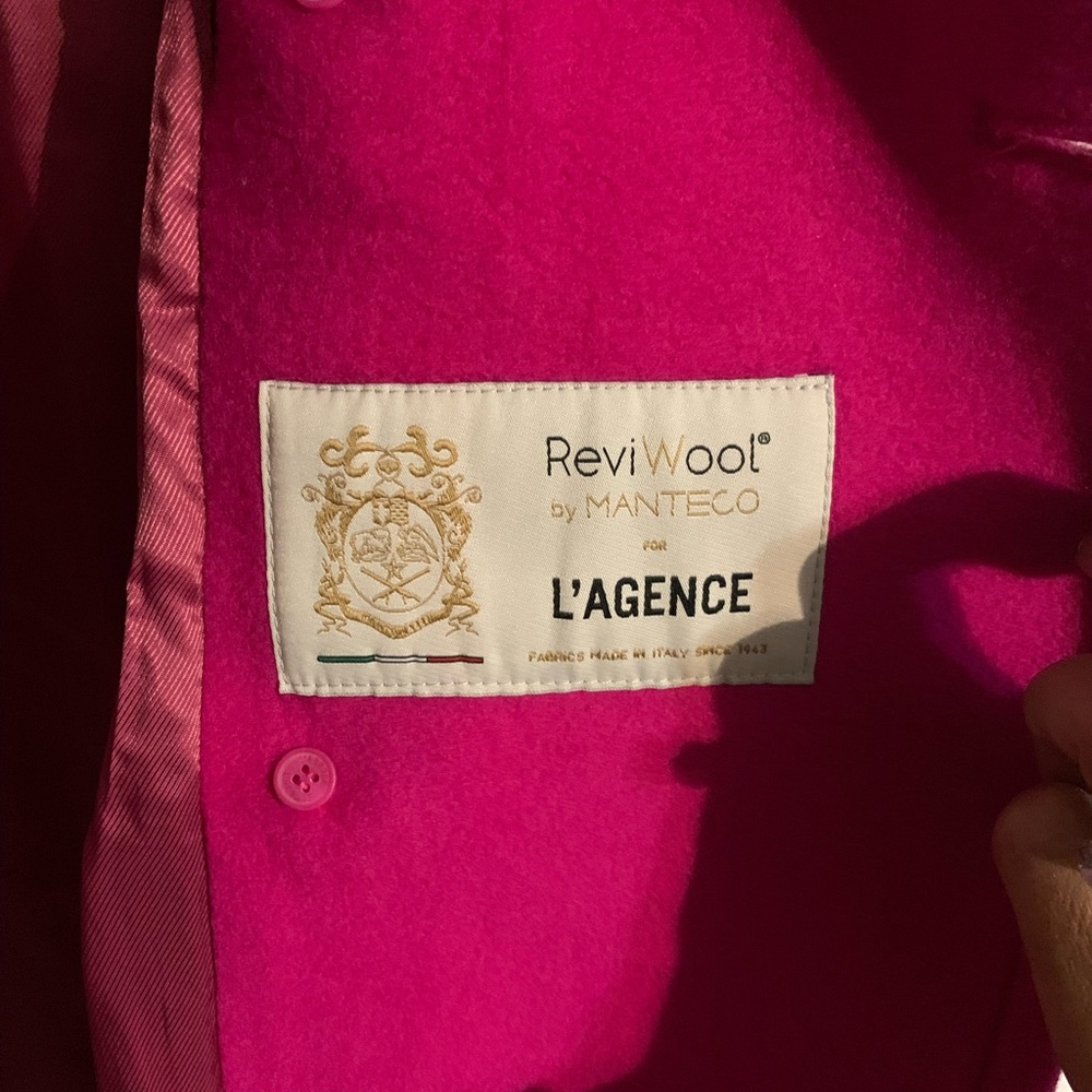 L'AGENCE Fuchsia Double-Breasted Trench Coat - Picture 5 of 6
